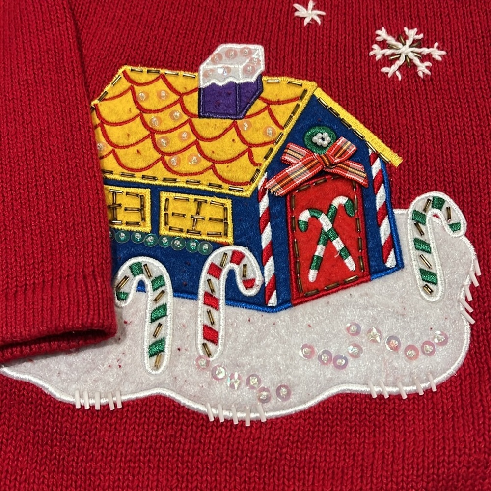 White Stag - L, red/blue, holiday, snowman sweater - Picture 4 of 11
